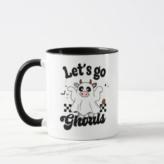 Let's Go Ghouls Cute Cow Ghost Halloween Mug