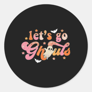Let's Go Ghouls Cute Ghost Boo Fun Halloween Women Classic Round Sticker