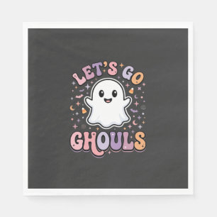 Lets Go Ghouls Cute Halloween Ghost Graphic Design Napkin