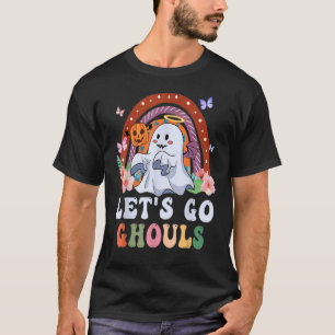 Lets Go Ghouls Flowers Rainbow Groovy Halloween Sc T-Shirt