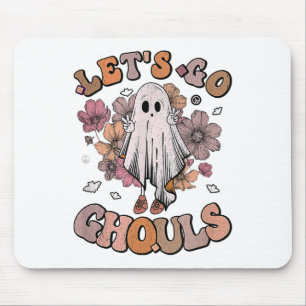 Let's Go Ghouls Ghost 70s Hippie Halloween Fall Re Mouse Pad