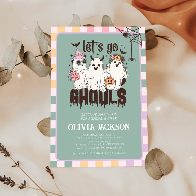 Let's Go Ghouls Groovy Halloween Bridal Shower Invitation (Creator Uploaded)