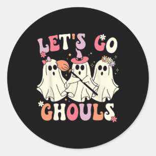 Let's Go Ghouls Halloween Ghost Costume Retro Groo Classic Round Sticker