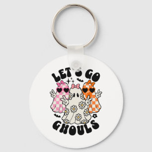 Let's Go Ghouls Halloween Ghost Floral Spooky Seas Key Ring