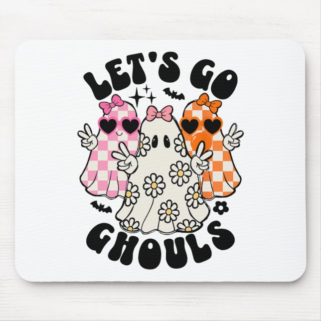 Let's Go Ghouls Halloween Ghost Floral Spooky Seas Mouse Pad (Front)