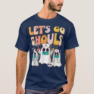 Lets Go Ghouls Halloween Ghost Groovy Retro 70s Hi T-Shirt