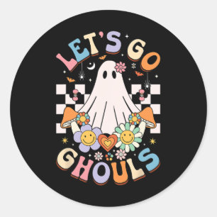 Let's Go Ghouls Halloween Ghost Outfit Costume Ret Classic Round Sticker