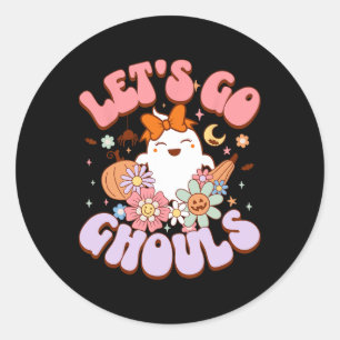 Let's Go Ghouls Halloween Ghost Outfit Costume Ret Classic Round Sticker