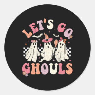 Let's Go Ghouls Halloween Ghost Outfit Costume Ret Classic Round Sticker