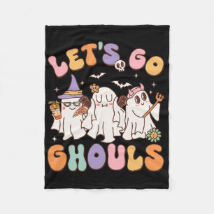 Let's Go Ghouls Halloween Ghost Outfit Costume Ret Fleece Blanket