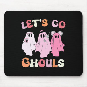Let's Go Ghouls Halloween Ghost Outfit Costume Ret Mouse Pad