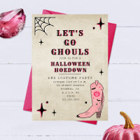 Let's Go Ghouls Halloween Party Pink Boot