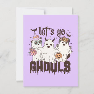 Let's Go Ghouls Halloween Postcard