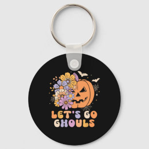 Let's Go Ghouls Halloween Pumpkin Costume Retro Gr Key Ring