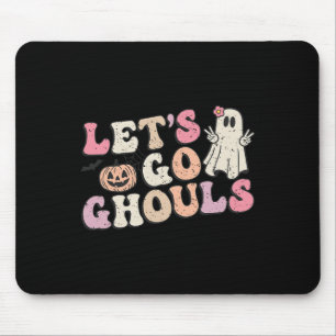 Let's Go Ghouls Halloween Retro Ghost Pumpkin Wome Mouse Pad