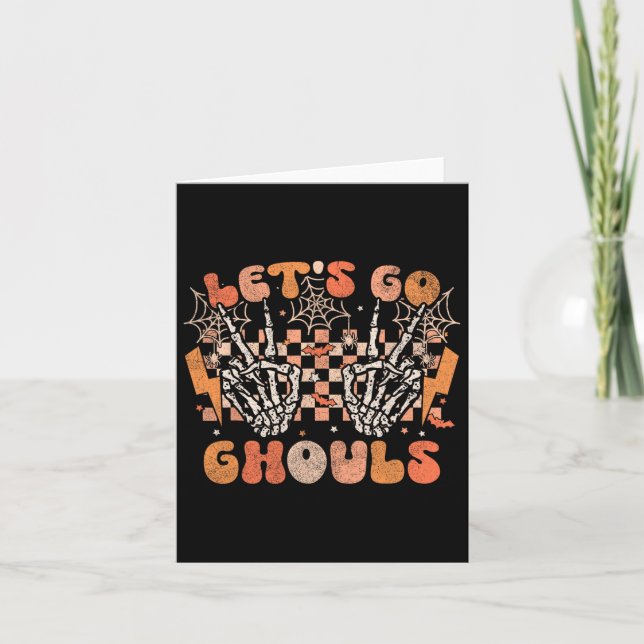 Let's Go Ghouls Halloween Skeleton Costume Retro G Card (Front)