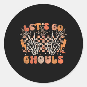 Let's Go Ghouls Halloween Skeleton Costume Retro G Classic Round Sticker