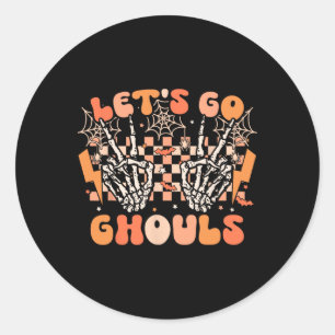 Let's Go Ghouls Halloween Skeleton Costume Retro G Classic Round Sticker