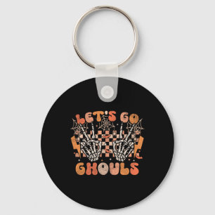 Let's Go Ghouls Halloween Skeleton Costume Retro G Key Ring