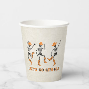 Let's Go Ghouls Halloween Skeletons Cowboy Paper Cups