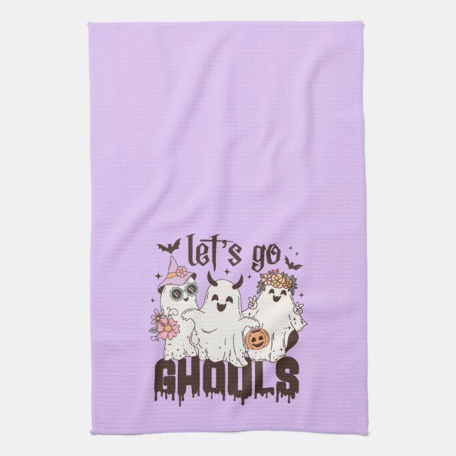 Let's Go Ghouls Halloween Tea Towel (Vertical)