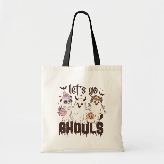 Let's Go Ghouls Halloween Tote Bag (Front)