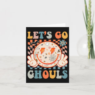 Let's Go Ghouls Hippie Smile Face Retro Halloween Card