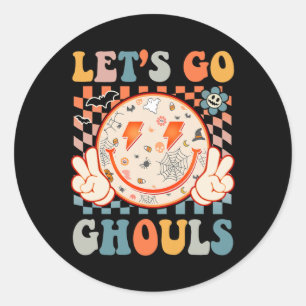 Let's Go Ghouls Hippie Smile Face Retro Halloween Classic Round Sticker