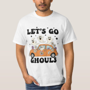 Let's Go Ghouls – Retro Ghost Car with Flowers  T-Shirt