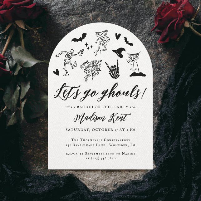 Let's Go Ghouls Spooky Whimsical Bachelorette Invitation (Creator Uploaded)