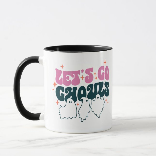 Let's Go Ghouls Stars White Halloween Mug (Left)