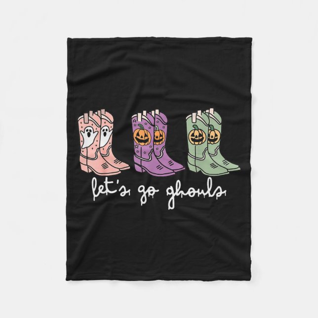 Let's Go Ghouls Western Cowgirl Boots Soky Hallowe Fleece Blanket (Front)