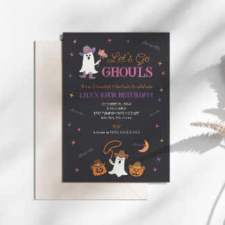 Let's Go Ghouls Western Halloween Birthday Invite