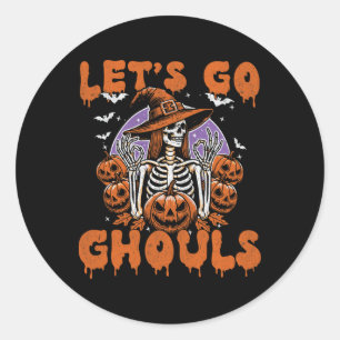 Lets Go Ghouls Witch Retro Halloween Costume For W Classic Round Sticker