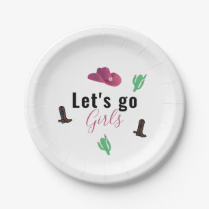 Let's Go Girls Austin Texas Cowgirl Bachelorette Paper Plate