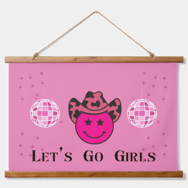 Let's Go Girls Bachelorette Party Decor Hanging Tapestry (Front)