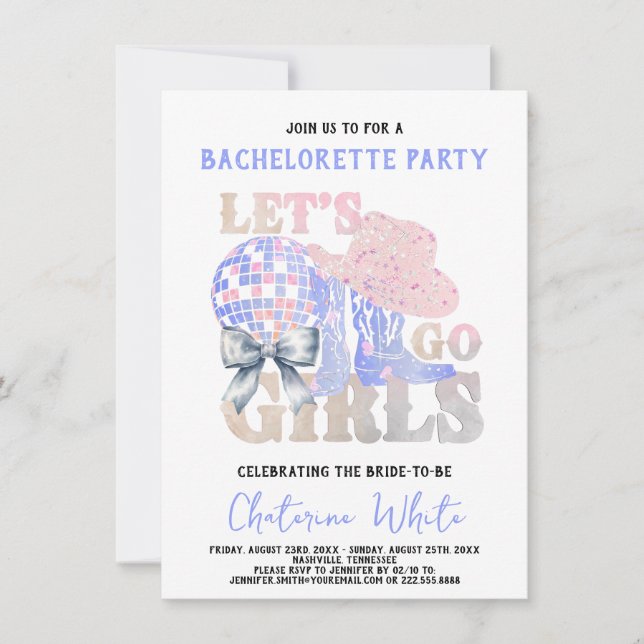 Lets go girls Bachelorette Rodeo party Invitation (Front)