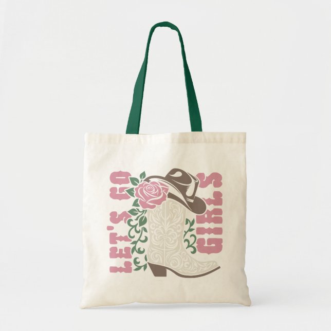 Let's Go Girls Cowboy Boots Tote Bag (Front)