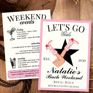 Let's Go Girls Cowgirl Bachelorette Itinerary and Invitation