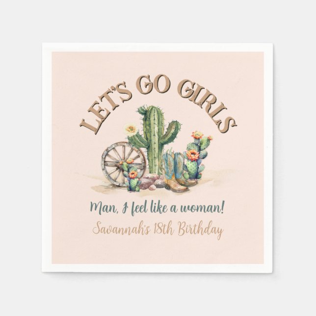 Lets Go Girls Cowgirl Rodeo Custom Blush Pink Napkin (Front)