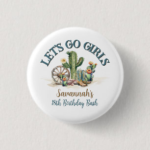 Lets Go Girls Cowgirl Rodeo Theme Birthday Party 3 Cm Round Badge