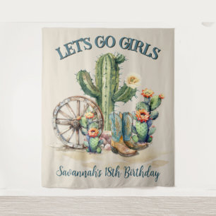 Lets Go Girls Cowgirl Western Birthday Photo Tapestry