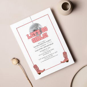 Lets Go Girls Disco Cowgirl Bachelorette Invitation