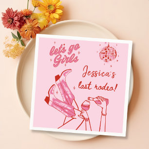 Lets Go Girls Disco Pink Cowgirl Bachelorette Napkin