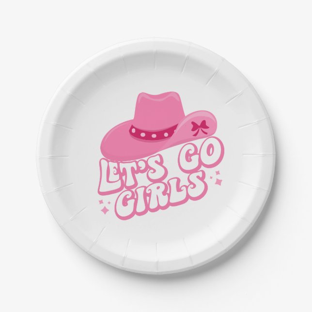 Let's Go Girls, Girls Trip, Retro Graphic  Paper Plate (Front)