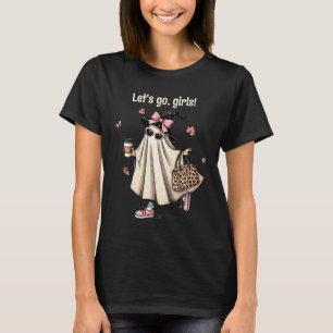 Let's Go Girls!" Halloween Girl Ghost with Coffee T-Shirt