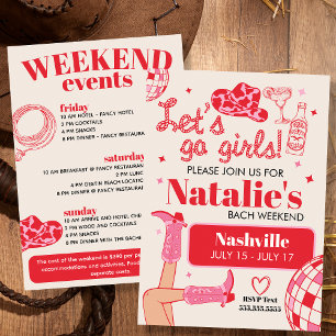 Let's Go Girls Nashville Bachelorette Itinerary Invitation