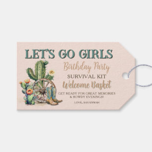 Lets Go Girls Night Out Pink Cactus Survival Kit Gift Tags