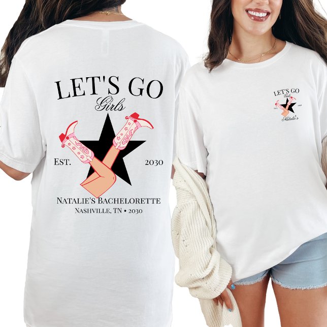 Let's Go Girls Personalised Cowgirl Bachelorette T-Shirt (Creator Uploaded)