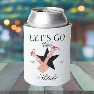 Let's Go Girls Personalized Cowgirl Bachelorette Can Cooler